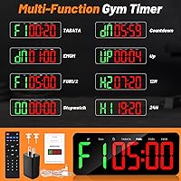Vista 6 de Upgraded Gym Timer Clock for Tabata/FBG/EMOM - Large Workout Clock for Home Gym with Remote Control, Count Down & Up Stopwatch, Fitness Digital