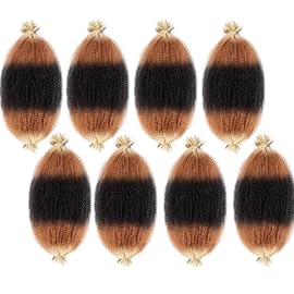 12 Inch Pre-Separated Springy Afro Twist Hair 8 Packs Pre-Fluffy Natural Curls are Perfect for Marley Crochet Hair Suitable for Black Women (1B/27/613, 12 Inch (Pack of 8))