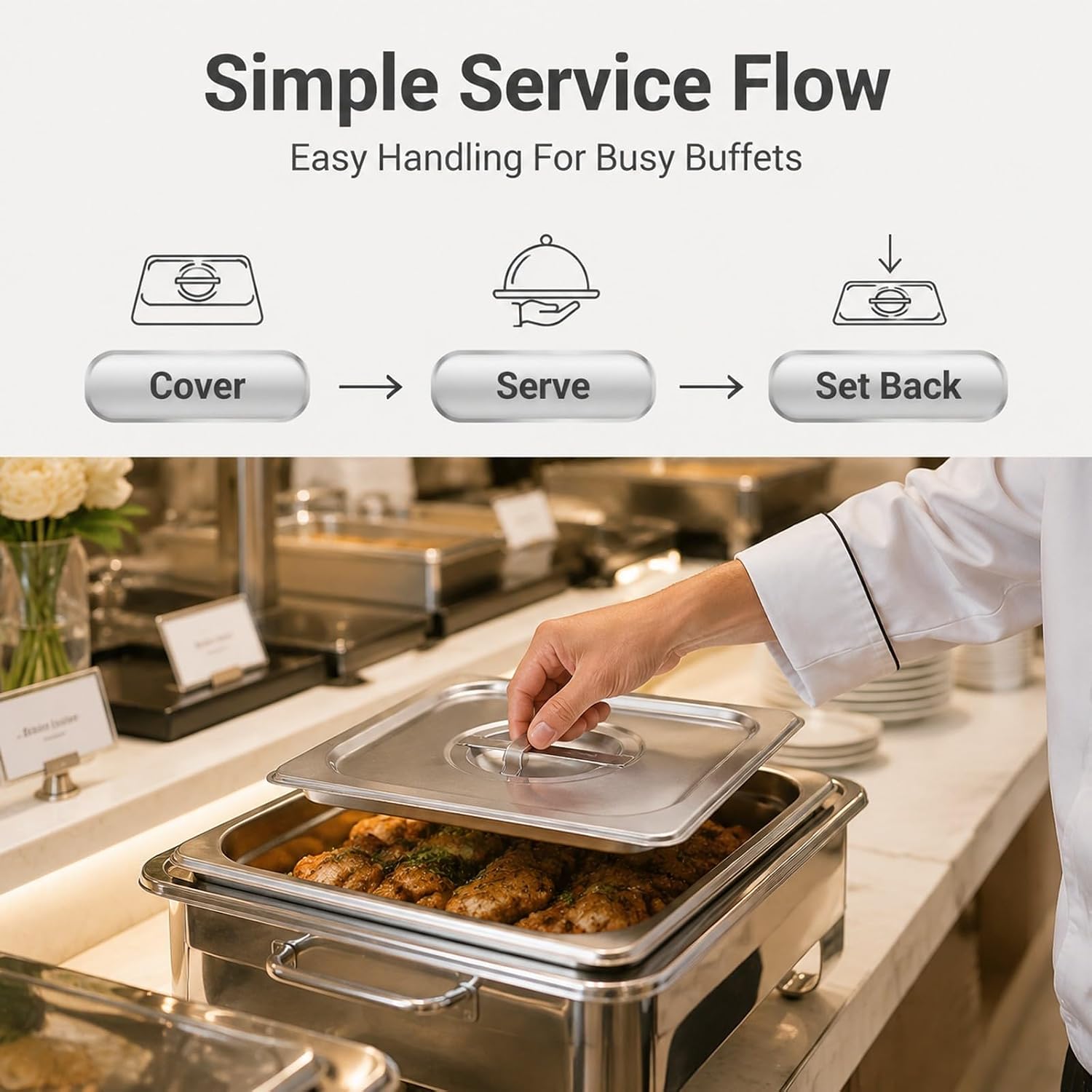 MY MIRONEY 2PCS Stainless Steel 1/6 Size Steam Table Pan Covers