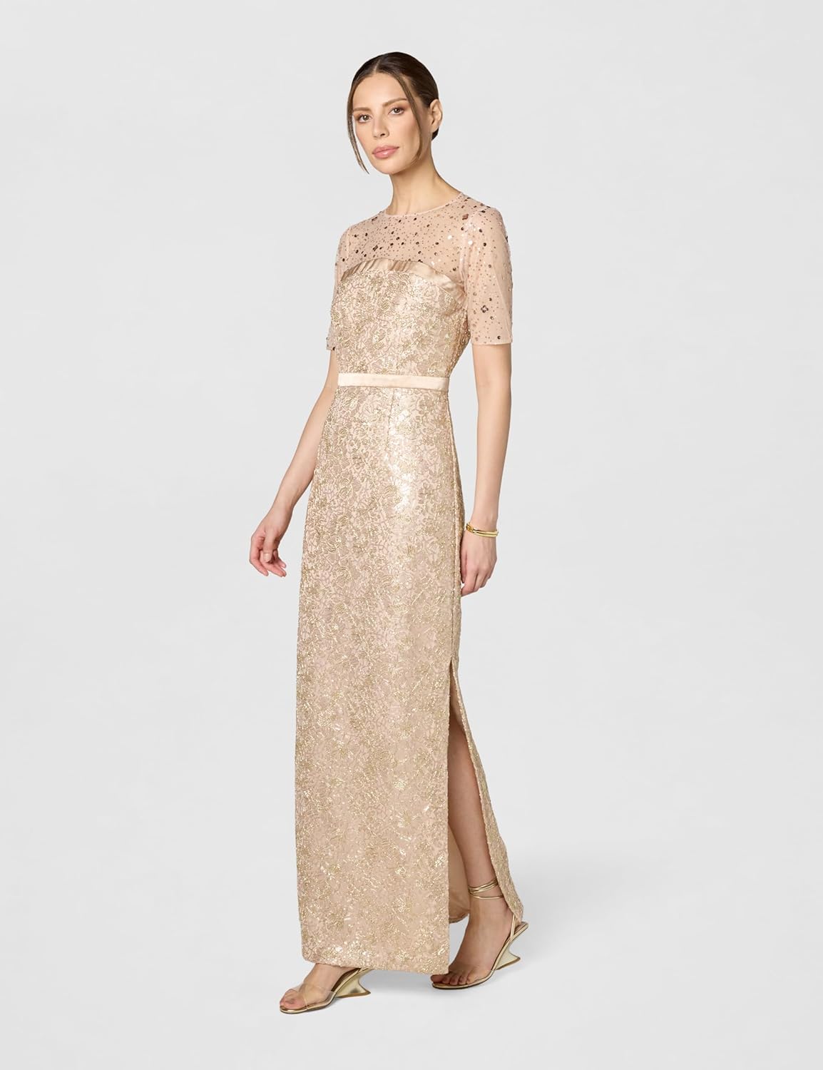 JS Collections Women's Maisie Illusion Column Gown - Image 6