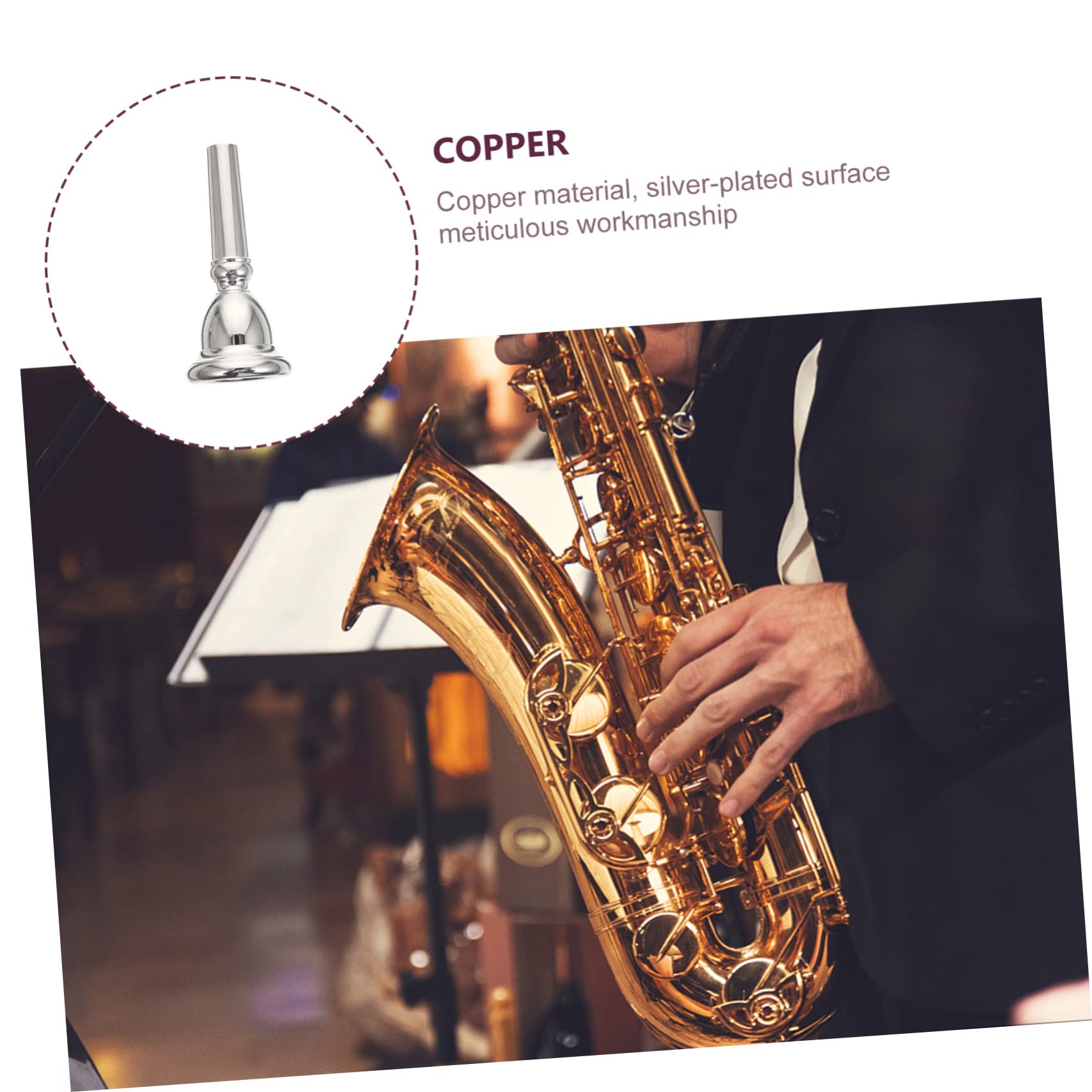 Wakauto Musical Accessories Euphonium Mouthpiece Copper Silver Suitable for All Levels Players