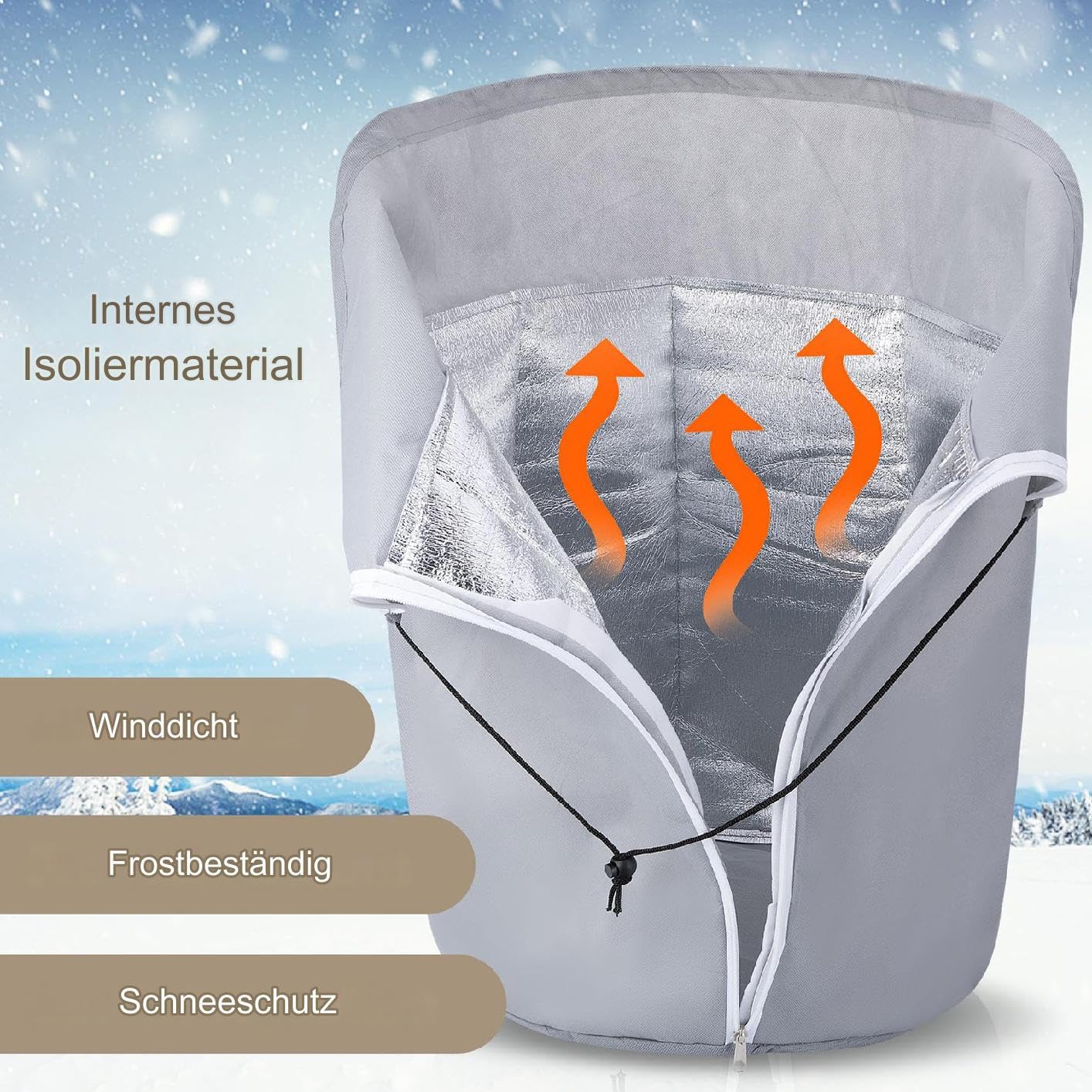 Generisch 3 termiczne osłony doniczkowe, ochrona roślin zimowych, ochrona roślin doniczkowych, ochrona przed mrozem i wilgocią, do roślin doniczkowych, ze sznurkiem i zamkiem błyskawicznym, 3 sztuki