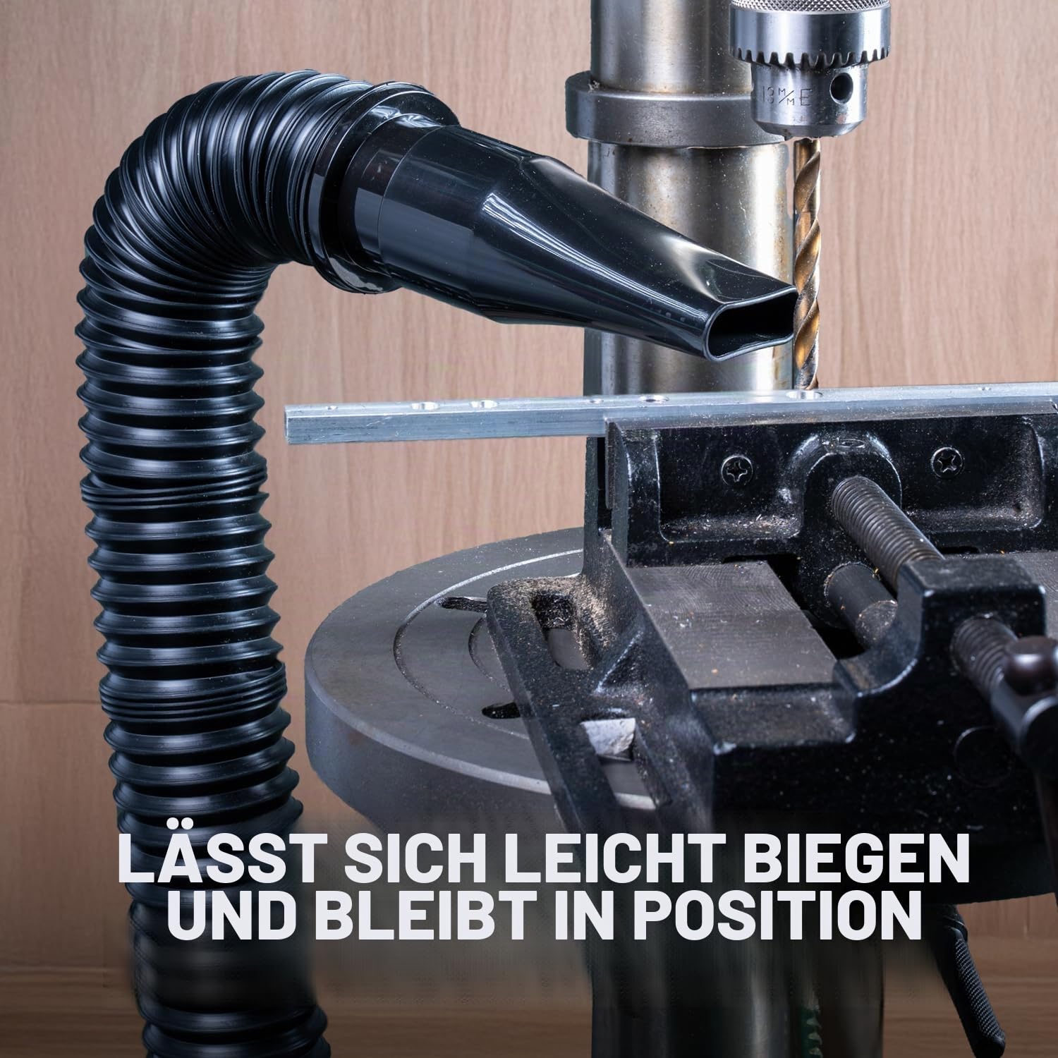 POWERTEC 70208V Staubsammelschlauch-Set, flexibel, 6,4 cm, Schwarz