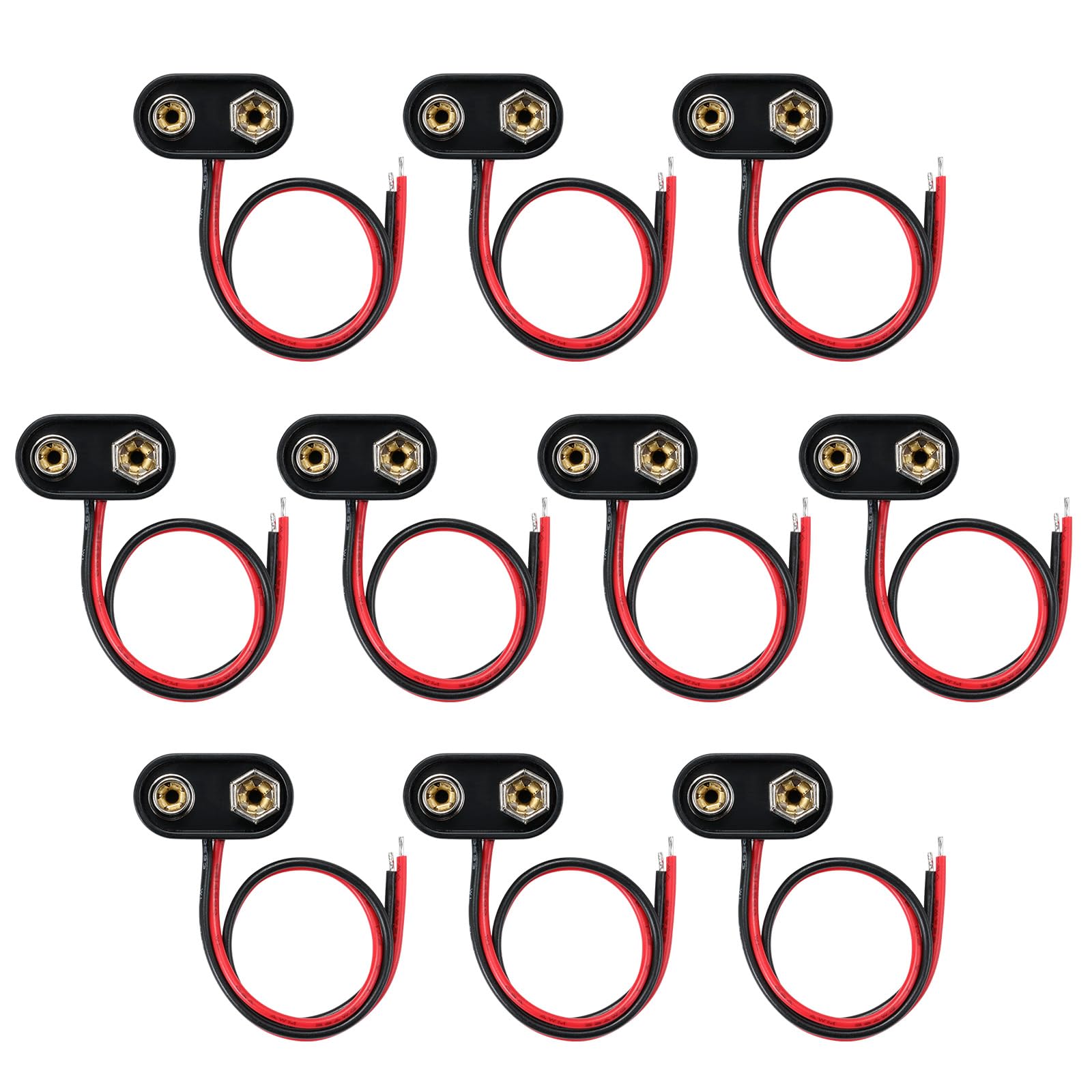 MZHOU 9V Battery Connector,10 PCS T-Type 9 Volt Buckle Connector Hard Plastic for Equipment with Battery(T-Type, 10PCS)