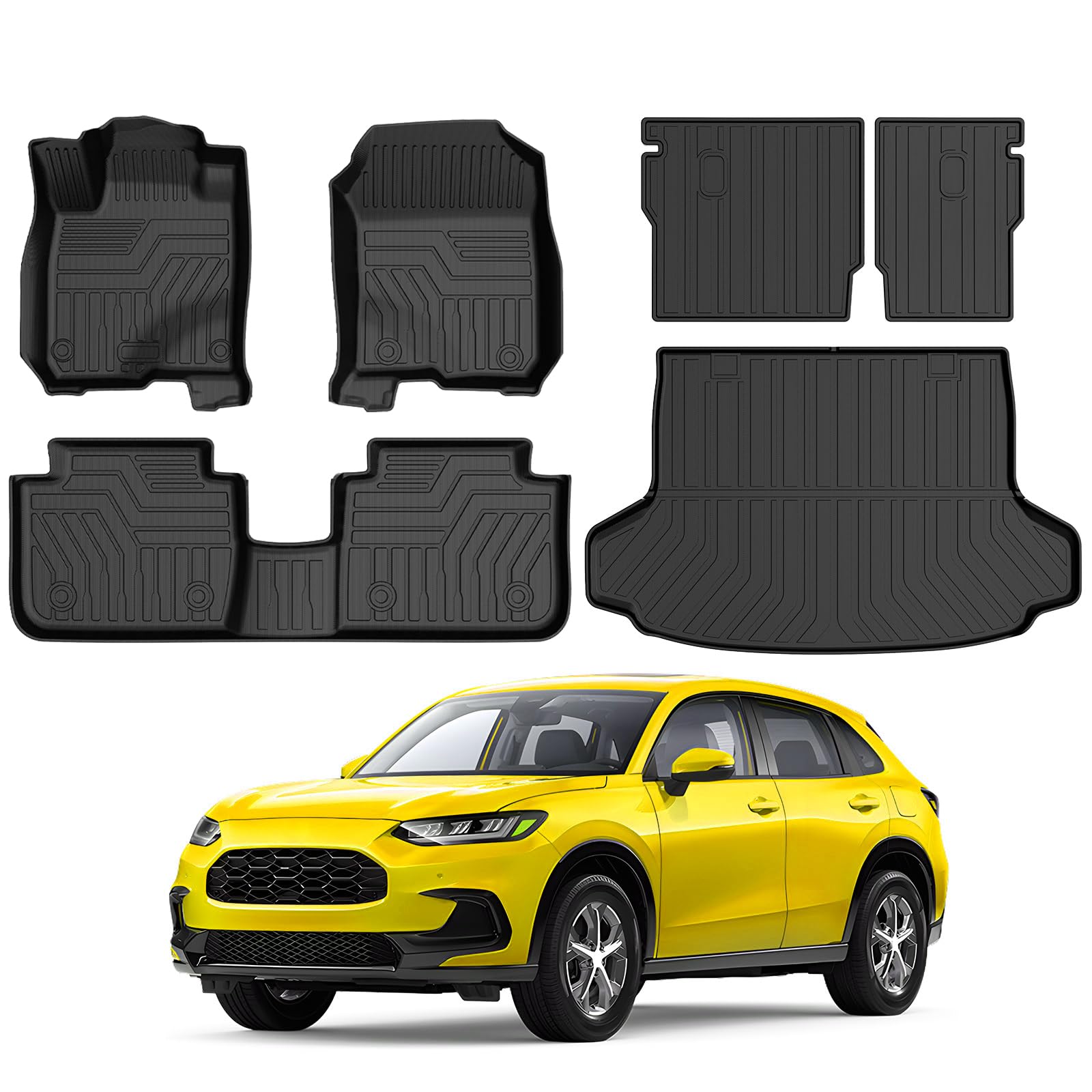 KUST Floor Mats for Honda HR-V 2023-2025 2026, Cargo Mat Floor Liners Back Seat Mats for HRV Accessories, All Weather Protection TPE Rubber Rear Trunk