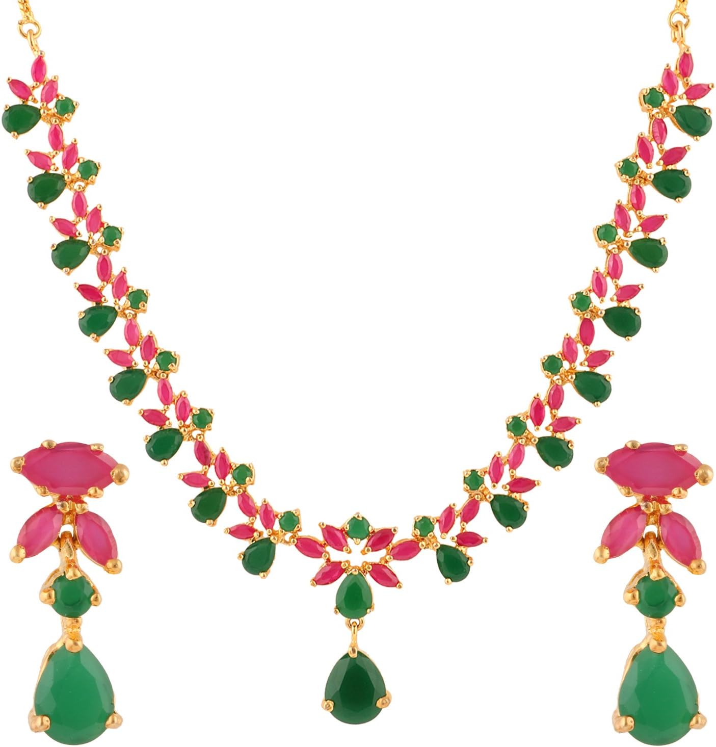 Swasti JewelsGold Plated CZ Necklace and Earrings Set for Women