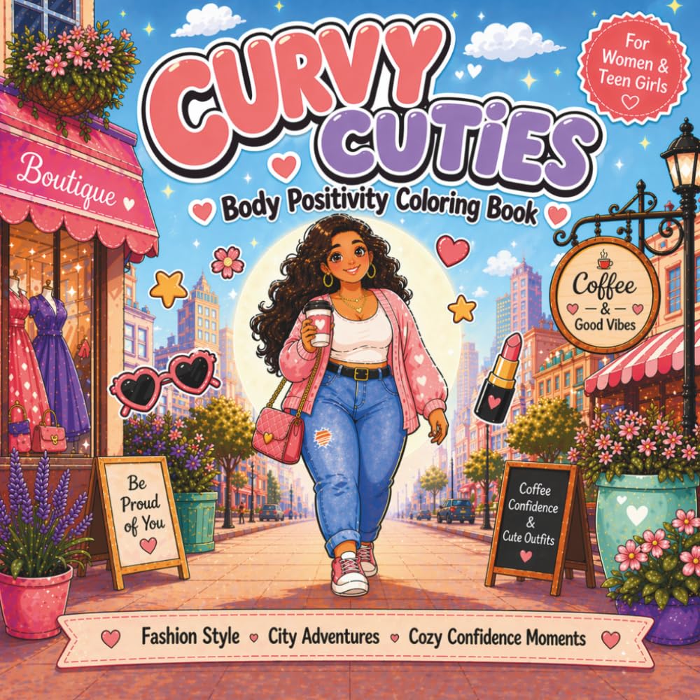 Curvy Cuties Coloring Book: A Body Positivity & Self-Love Coloring Book for Women and Teens with Cozy Relaxing Self-Care and Confidence Building Pages