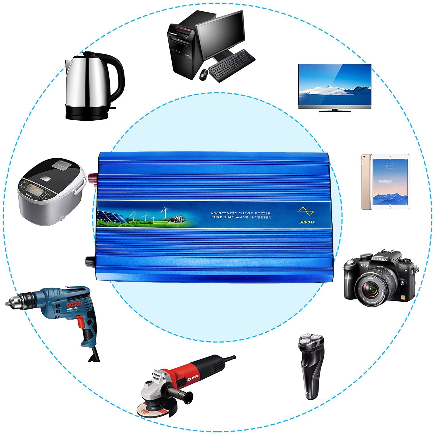 Inversor de corriente (4000 W/8000 W, 12 V/24 V/48 V a 220 V, 230 V, 240 V)
