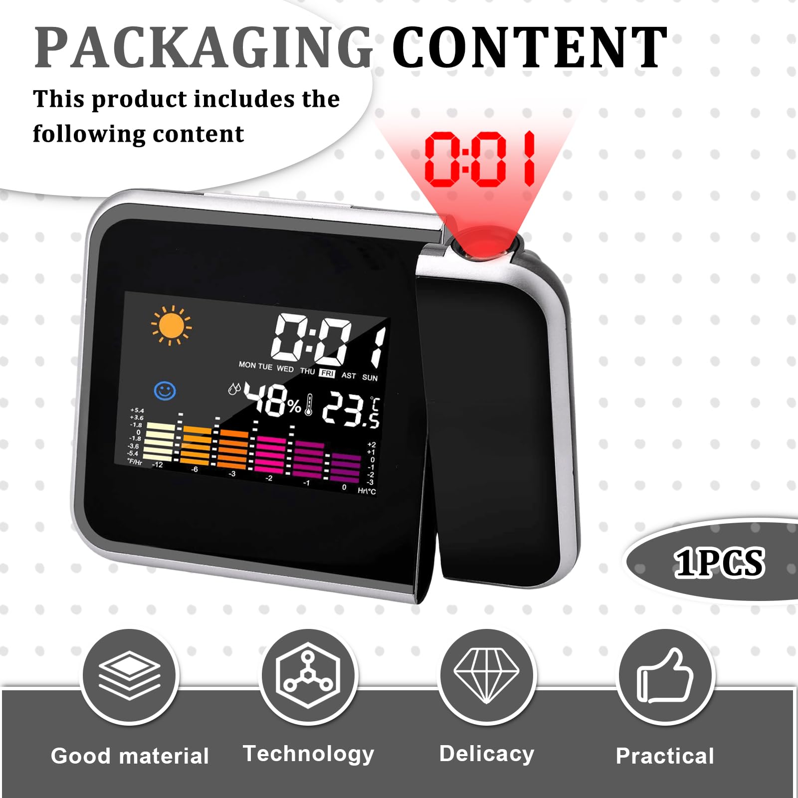 Reveil Projecteur Plafond - Réveil Numérique Avec Température