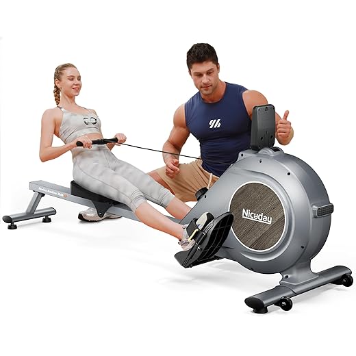 Niceday Máquina de remo, máquina de corte magnético com 16 níveis de resistência, capacidade de carga de 158 kg