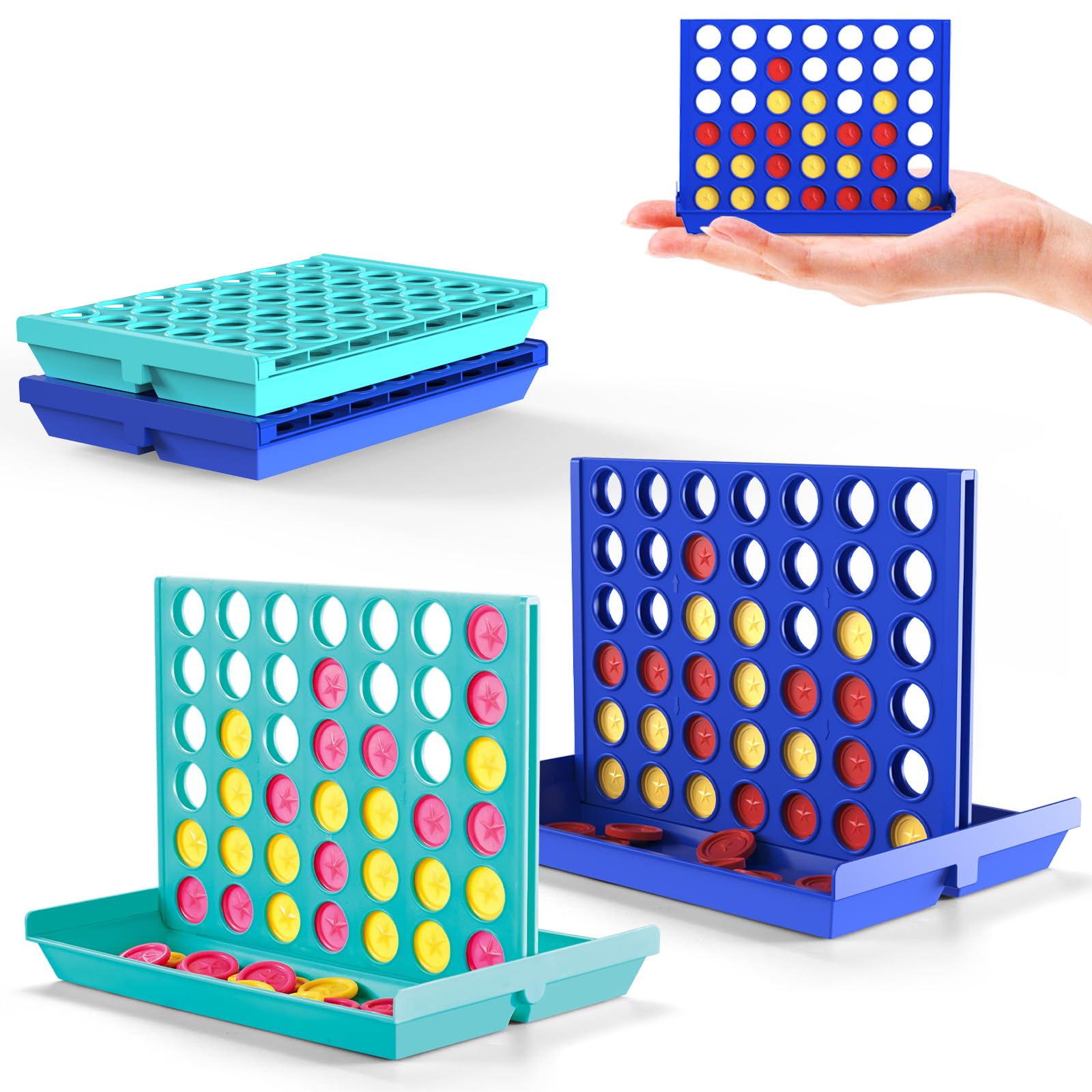 Gioco 4 In Linea Mini Pup Go, Versione Tascabile Da Viaggio, Giocattolo Educativo Per Bambini 3+ Anni, Strategia Per 2 Giocatori