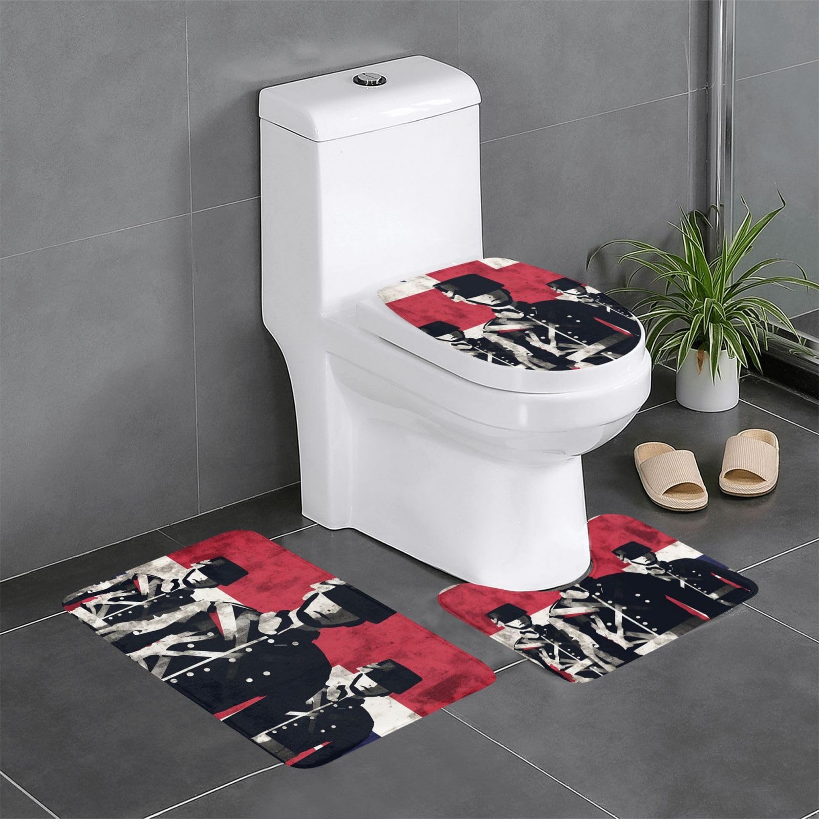 Tapis de bain en forme de U pour abattant de toilettes style américain pour salle de bain