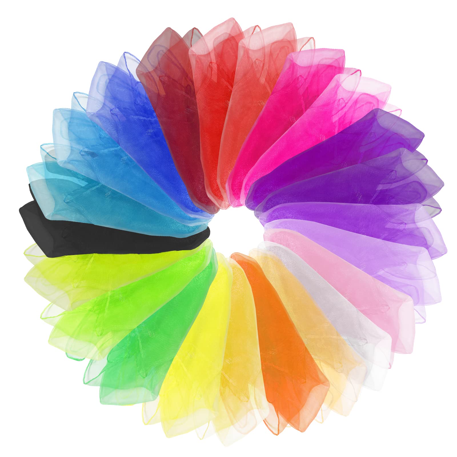 Set 24 Panni Da Giocoleria In Chiffon Colorato Grantop – 60x60 Cm – Sciarpe Morbide Per Giochi, Danza E Attività Per Bambini