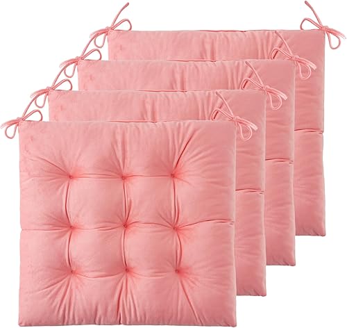 ELFJOY Cojines para sillas de comedor, juego de 4 cojines de asiento copetudos para sillas de cocina, oficina, habitación, almohadillas gruesas con