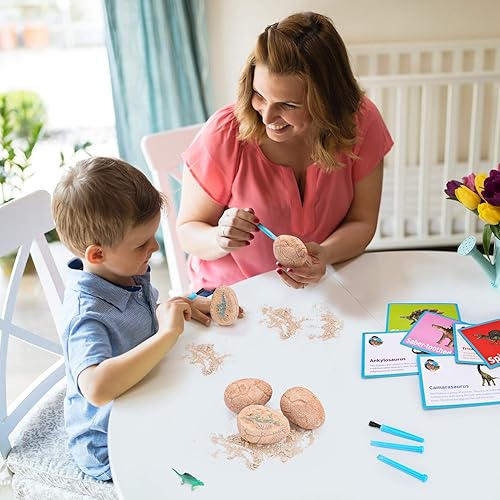 Miniatura 6 de Huevos fósiles de dinosaurio para excavar abre 12 huevos fósiles de dinosaurio únicos y descubre 12 simpáticos dinosaurios divertido juguete de