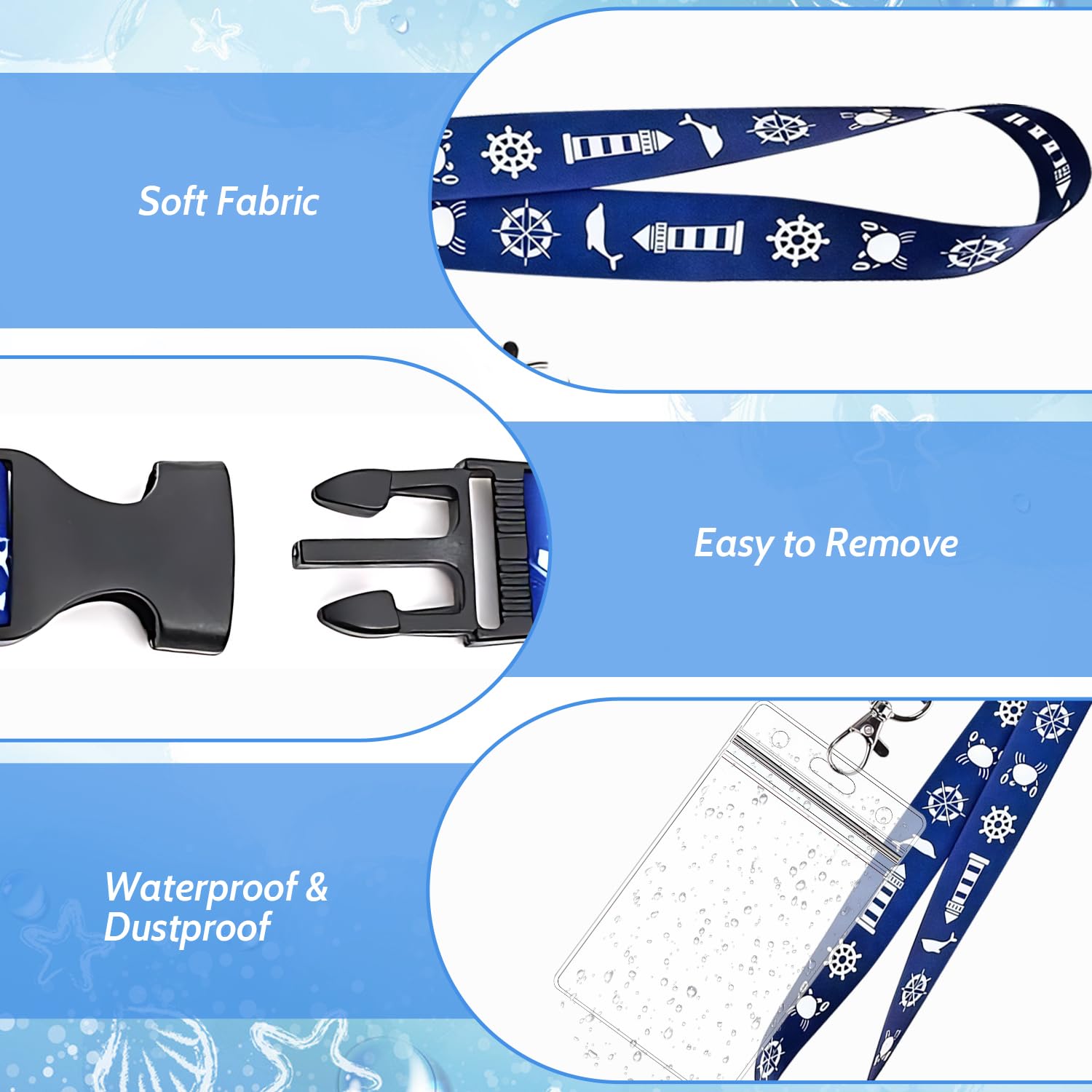 Pack de 2 cordones para crucero con tarjetero transparente impermeable, correa desmontable, soporte de identificación para tarjetas de crucero, oficina, escuela
