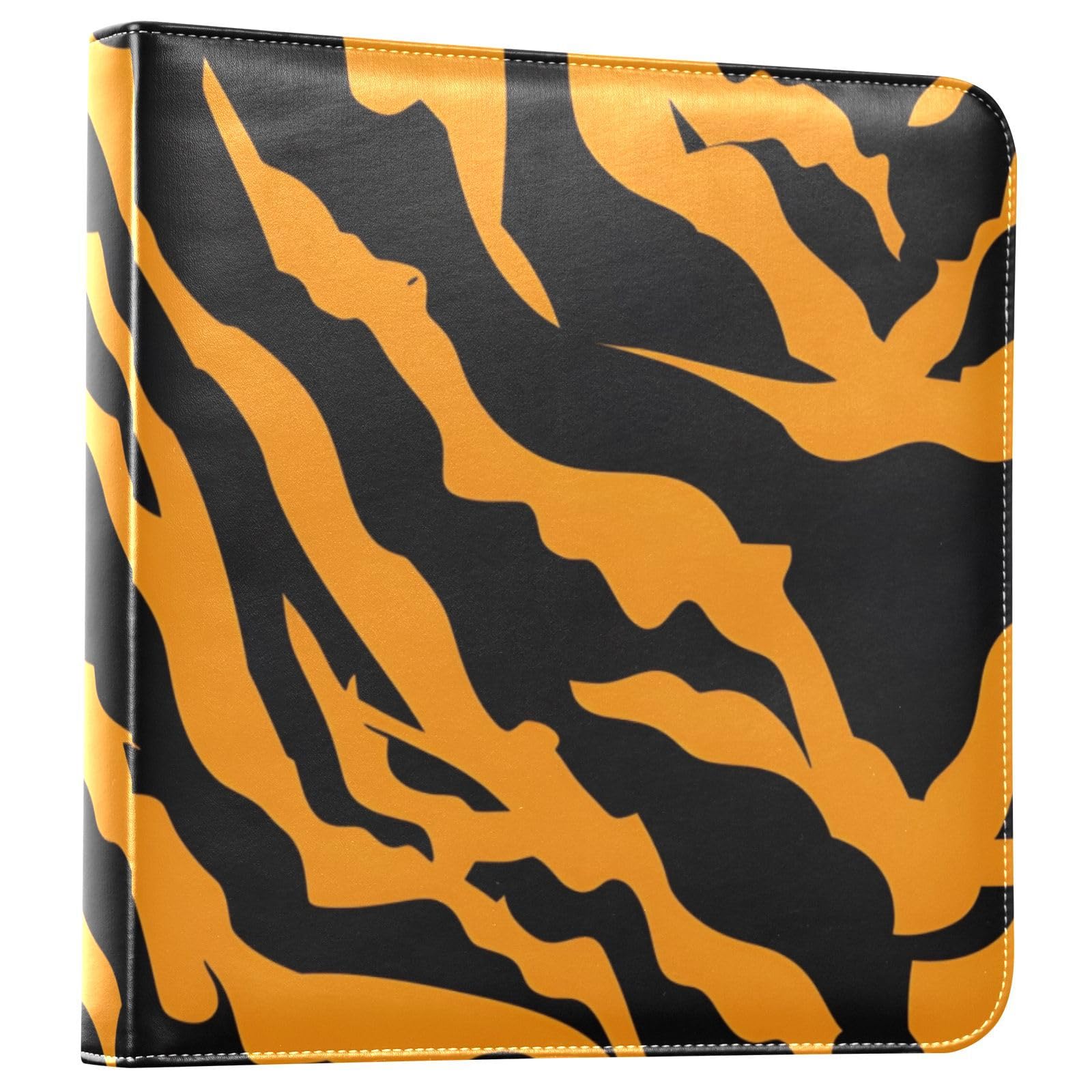 JIPONI Tiger Print Large Photo Album, DIY Leather Cover Scrapbook Albums for 4x6 5x7 6x8 Pictures, Self Adhesive Memory Book for Wedding, Baby, Family