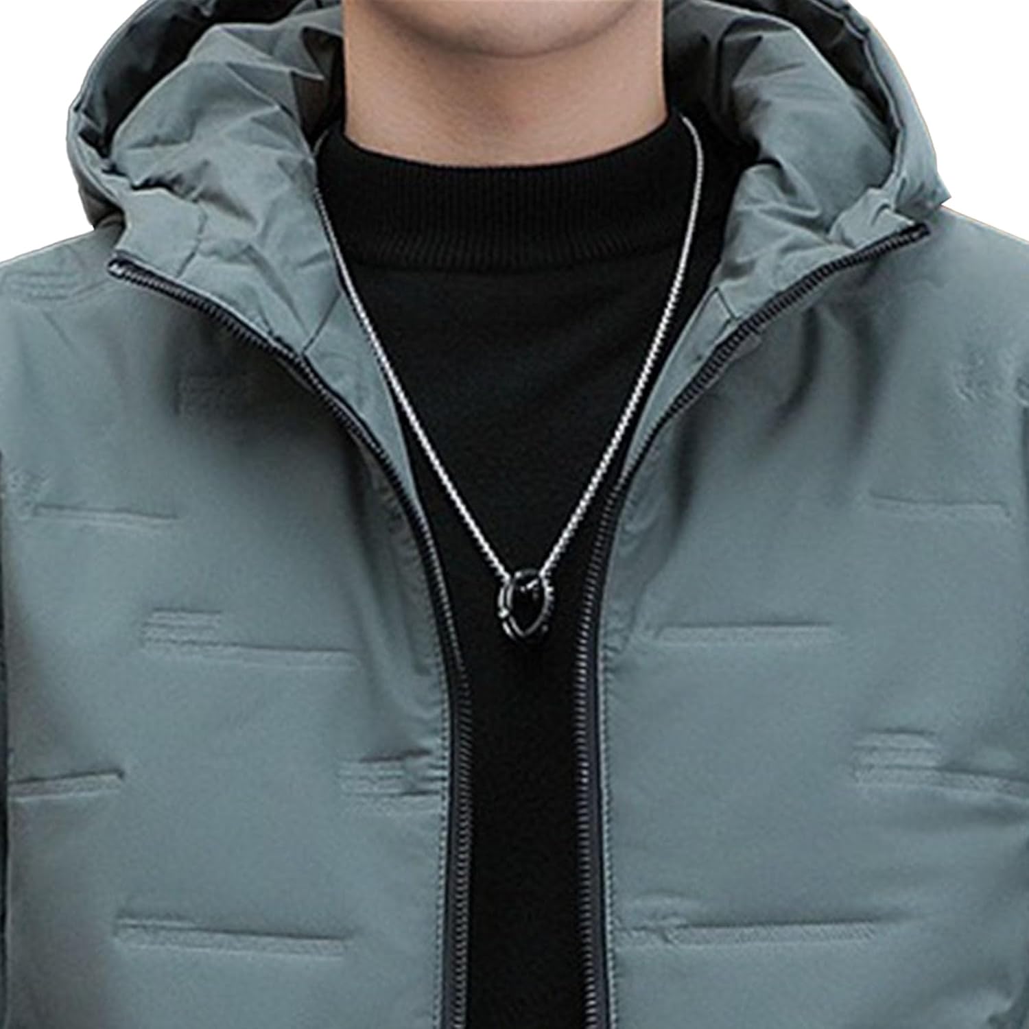 Men's Lightweight Quilted Puffer Jacket Hooded Zip Up Windproof Winter Coat Long Sleeve Outdoor Hiking Jacket