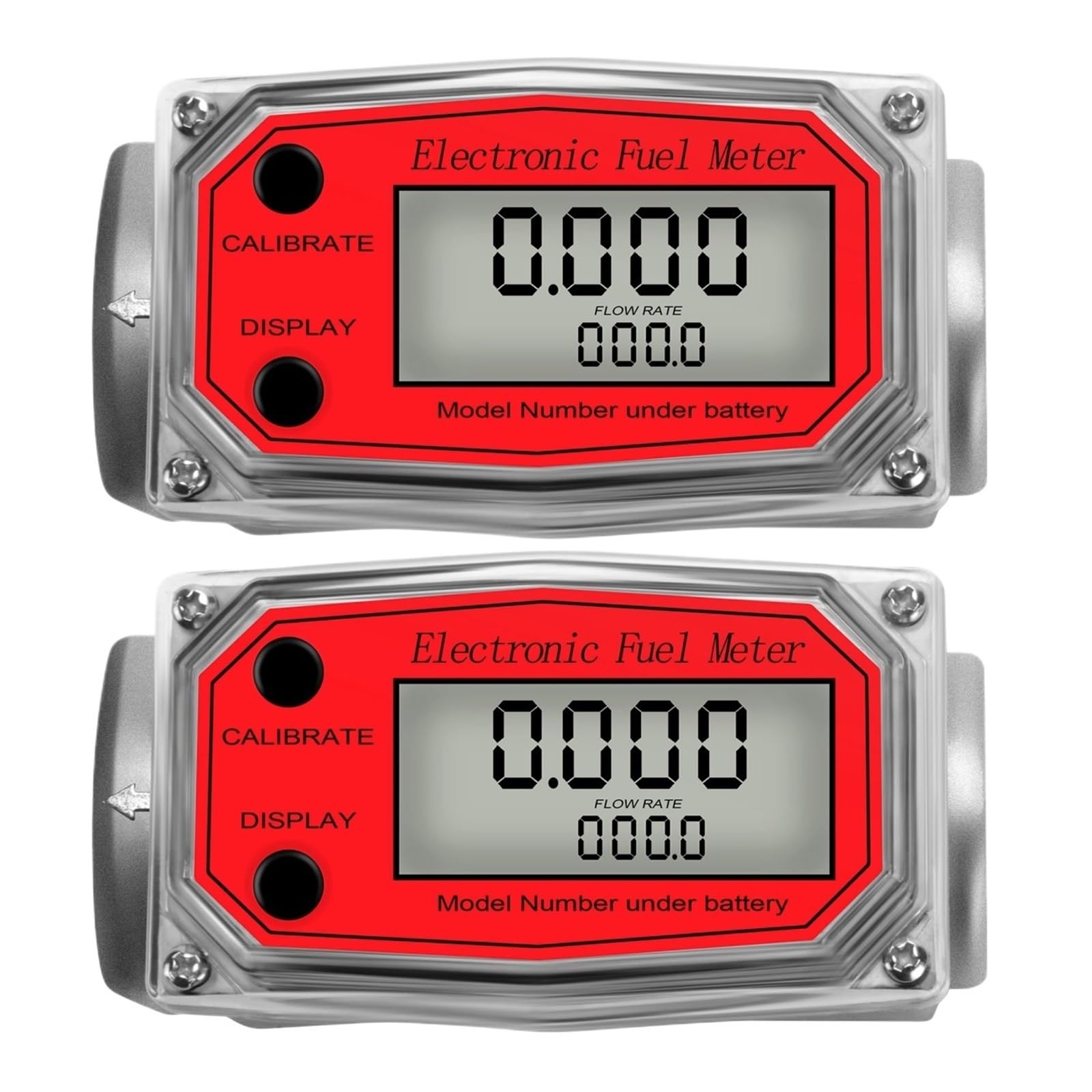 SDGBCXD flow meter, Aluminum Alloy Digital Flow Meter LCD Electronic Fuel Flowmeter NPT Counter(2Pcs Red Flowmeter)