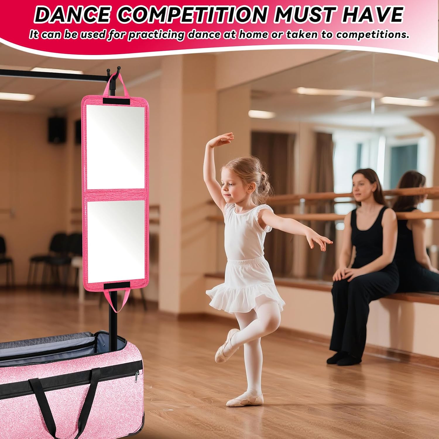 Omidel Foldable Portable Full Length Mirror for Dance, Camping & Travel – Shatterproof Hanging Full Body Makeup Mirror with Comfortable Handle, 33x13 Inch