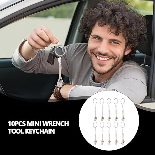 Miniatura 2 de GLOGLOW 10 piezas de mini herramienta de llave, llave de aleación Ti, llavero de metal, llavero colgante para llavero, bolsas, accesorios de