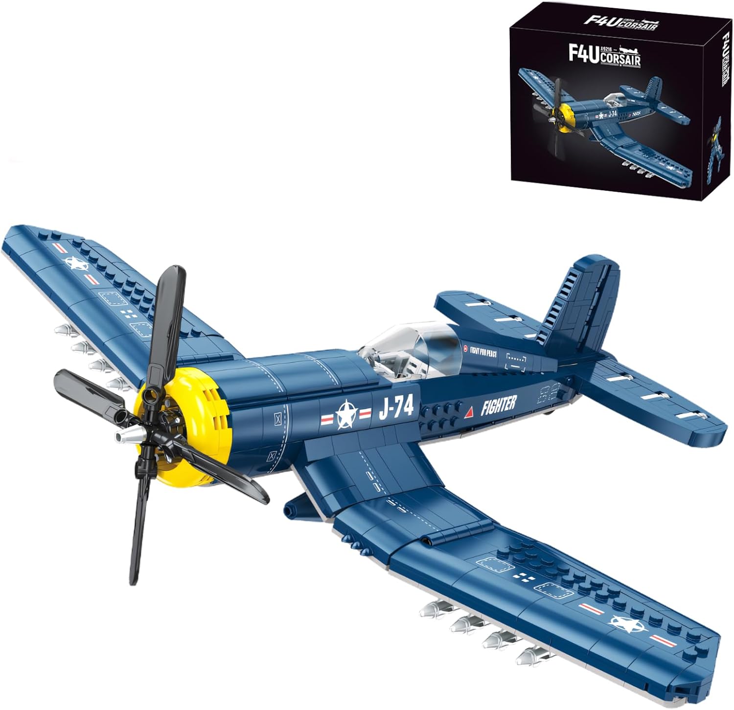 F4U Corsair Fighter Building Block Set 767 Pcs WWII Military Airplane Model Kit for Adults & Teens Historic Aviation Construction Toy Home Office Desk Decor Display Gift
