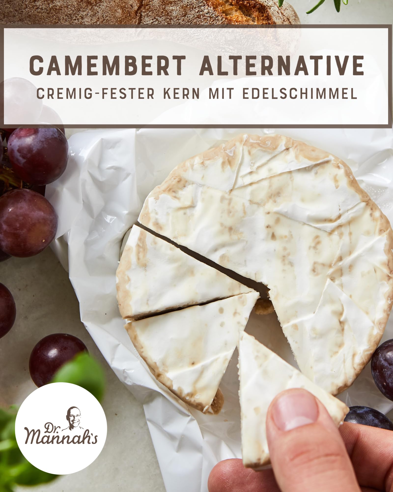 DR. MANNAH'S Vegan Passion Creamy White mit Grünem Pfeffer | Vegane Käse Alternative Auf Blumenkohl-Basis| Natürlich Fermentiert & Ohne Künstliche Zusätze (150g)