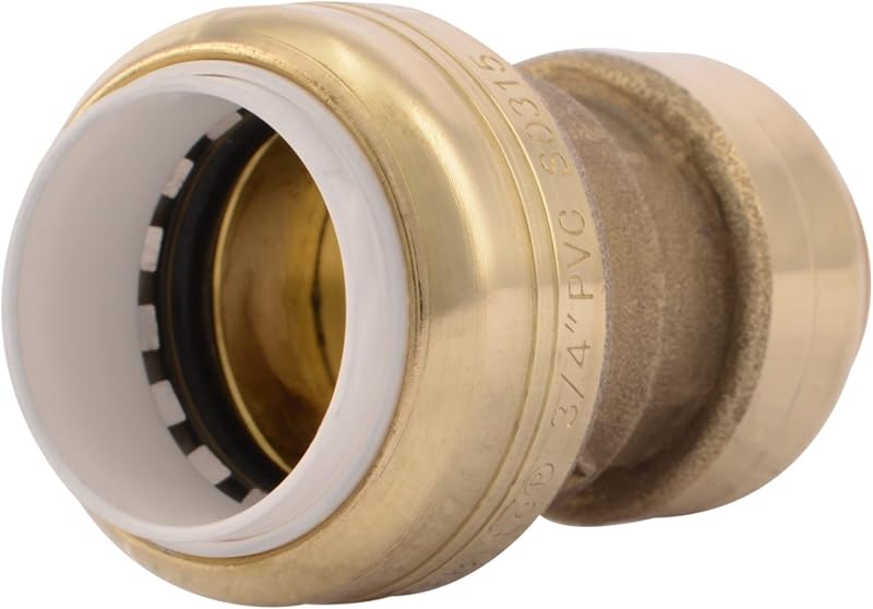 Acoplamiento de transición de PVC de 3/4 pulgadas CTS x 3/4 pulgadas, accesorio de plomería de latón de empuje para conectar, tubería PEX, cobre, CPVC, PE-RT, HDPE, UIP4016A