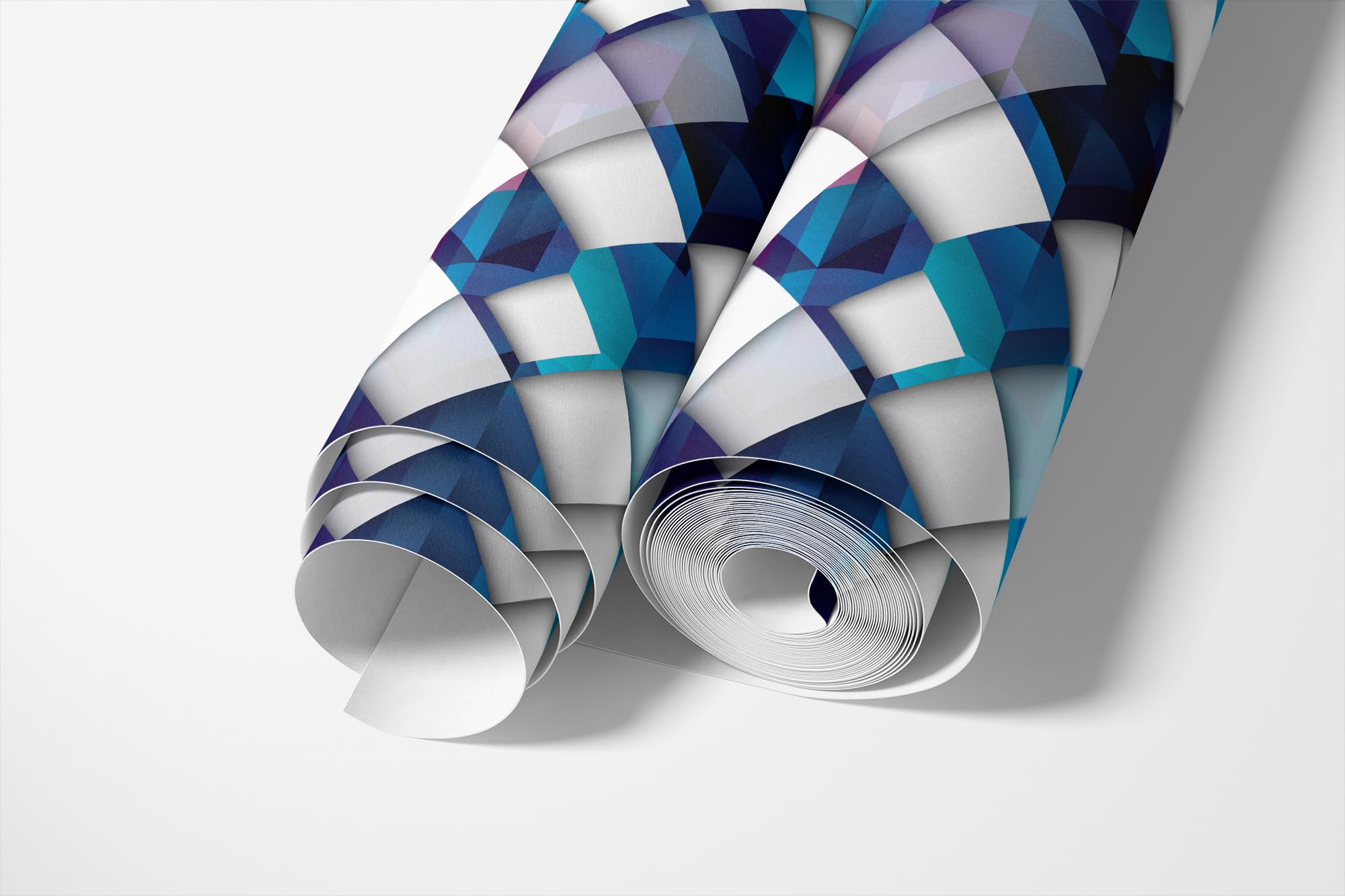 Tapeta flizelinowa geometryczna 3D niebieska fioletowa abstrakcyjna