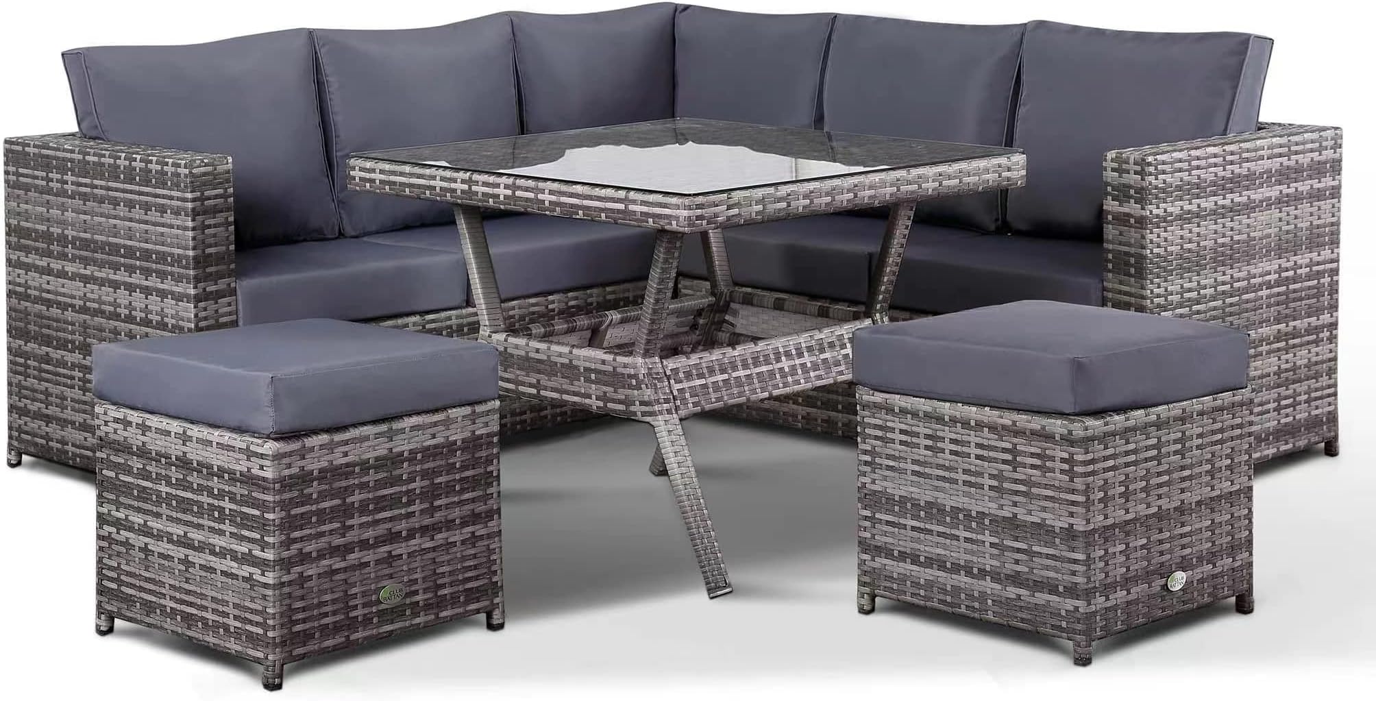 YAKOE Classical Range Rattan Garden Furniture with 5 Seater Corner Sofa