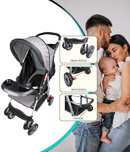 Miniatura 7 de AmorosO Cochecito individual - Cochecito de bebé con cuatro ruedas - Cochecito ligero - Cochecito convertible con espacio de almacenamiento