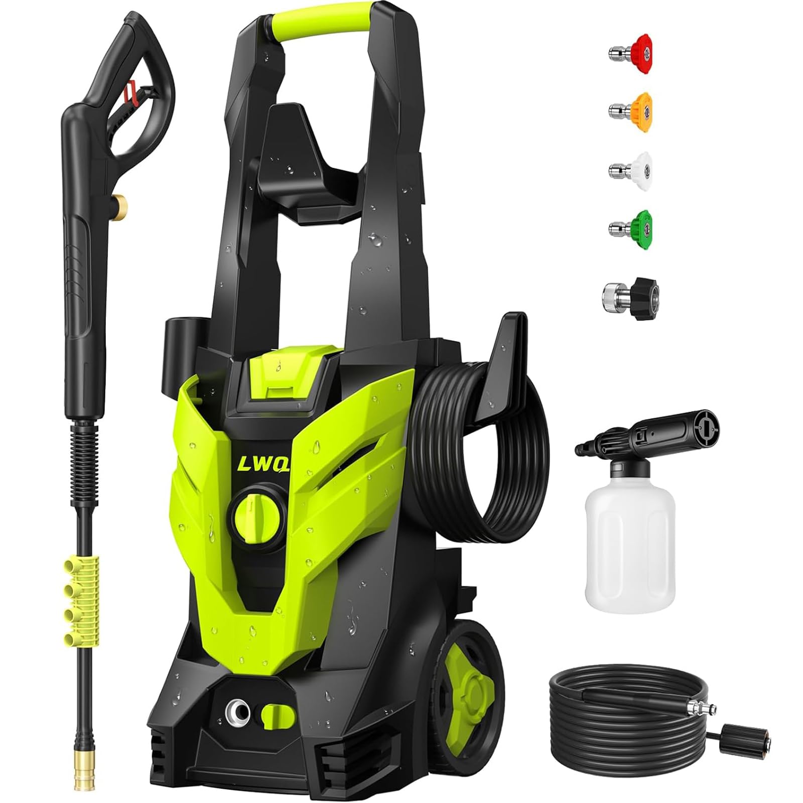 Pressure Washer, Portable Power Washer, 4 Quick Connect Nozzles, High Pressure Cleaning Machine for Car Fence Driveway Patio Washing and More