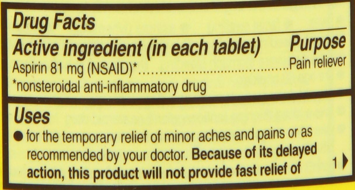 Bayer Aspirin Regimen Low Dose 81mg, Enteric Coated Tablets, 300-Count Pack of 3 : Health & Household