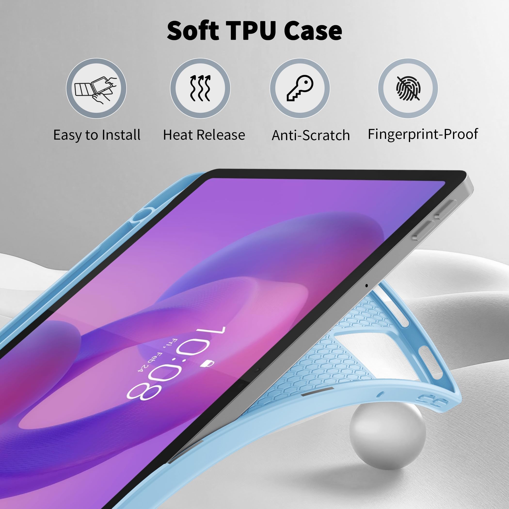 EasyAcc - Custodia per Lenovo Idea Tab, tablet da 11 pollici 2025 con supporto per penna TB-336ZU TB-336FU, ultra sottile con funzione di supporto, custodia in PU in pelle (Blu cielo)