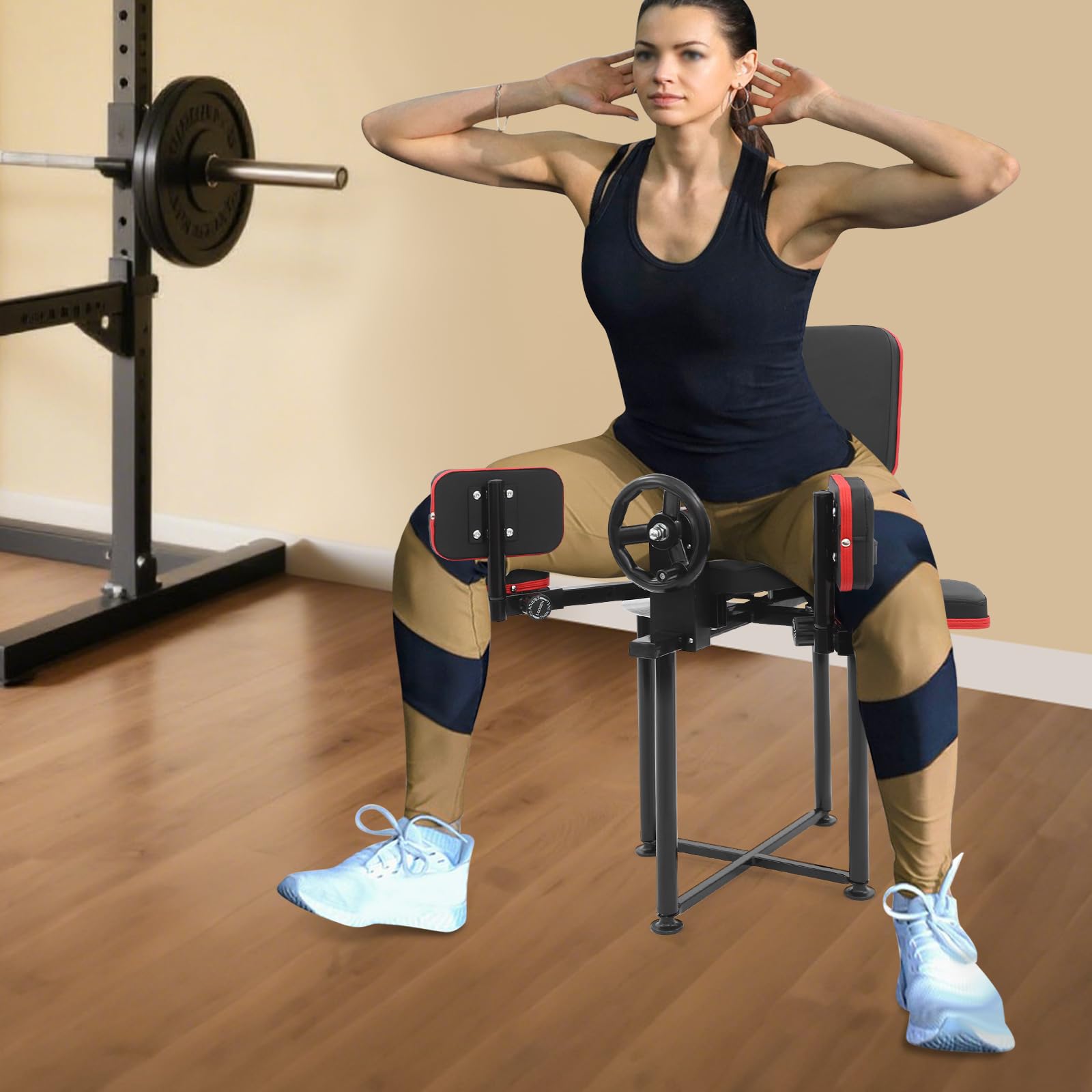 Ejercitador de piernas – Máquina elástica de piernas para estiramiento eficaz en el gimnasio y en casa, almohadilla de piel, construcción de acero resistente, ajustable individualmente para adultos y