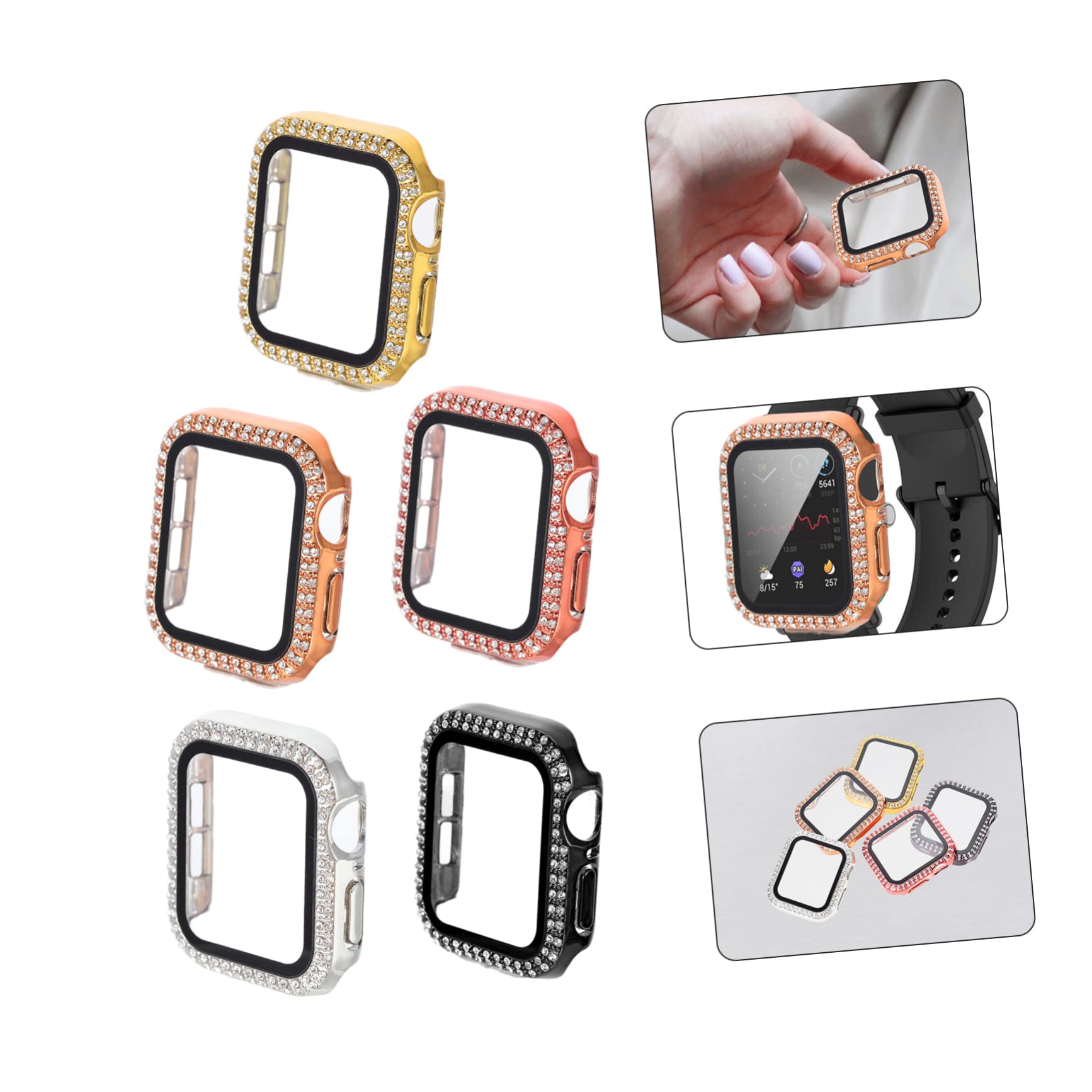 HEMOTON 20stücke Tempered Film Watch Shell Kompatibel Mit Anti-Kratzer Glänzende Bling-hülle Installieren Schützt Ihre Roségold Rosé