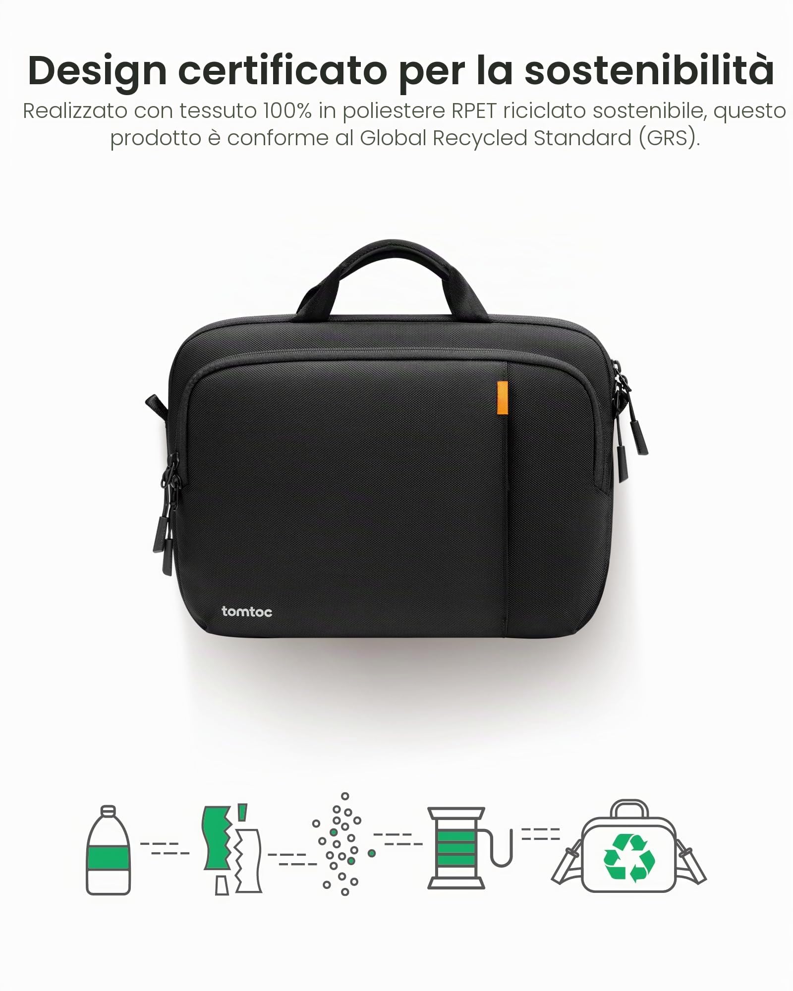 tomtoc 360° Borsa per Laptop con tracolla per 2024 14 Pollici Nuovo MacBook Pro M4/M3/M2/M1, 13,5 Pollici Surface Laptop 6/5/4/3, Borsa a tracolla per Computer per l'Ufficio e il Lavoro