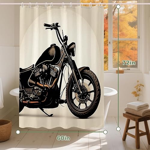 Miniatura 10 de Tattoo - Juego de cortina de ducha de tela con diseño de calavera de sirena náutica con 12 ganchos 72 x 72 pulgadas de poliéster lavable a máquina