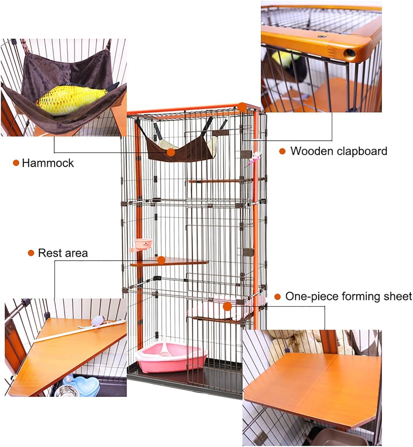 Cuccia for Animali Domestici: Struttura in Legno, Rete Metallica e scaffali(71x57x84CM)