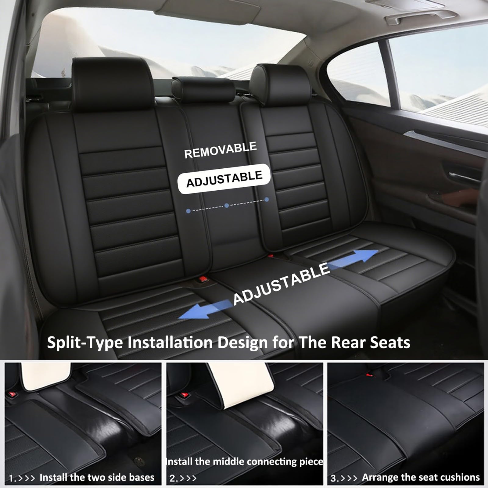 Coprisedili Auto Universale per Peugeot 3008 GT Hybrid 2020-2025 2026 con Airbag Copri Sedile per Auto Traspirante Impermeabile Pelle PU Anteriore Posteriore 5 Posti Set Completo di Coprisedili,H