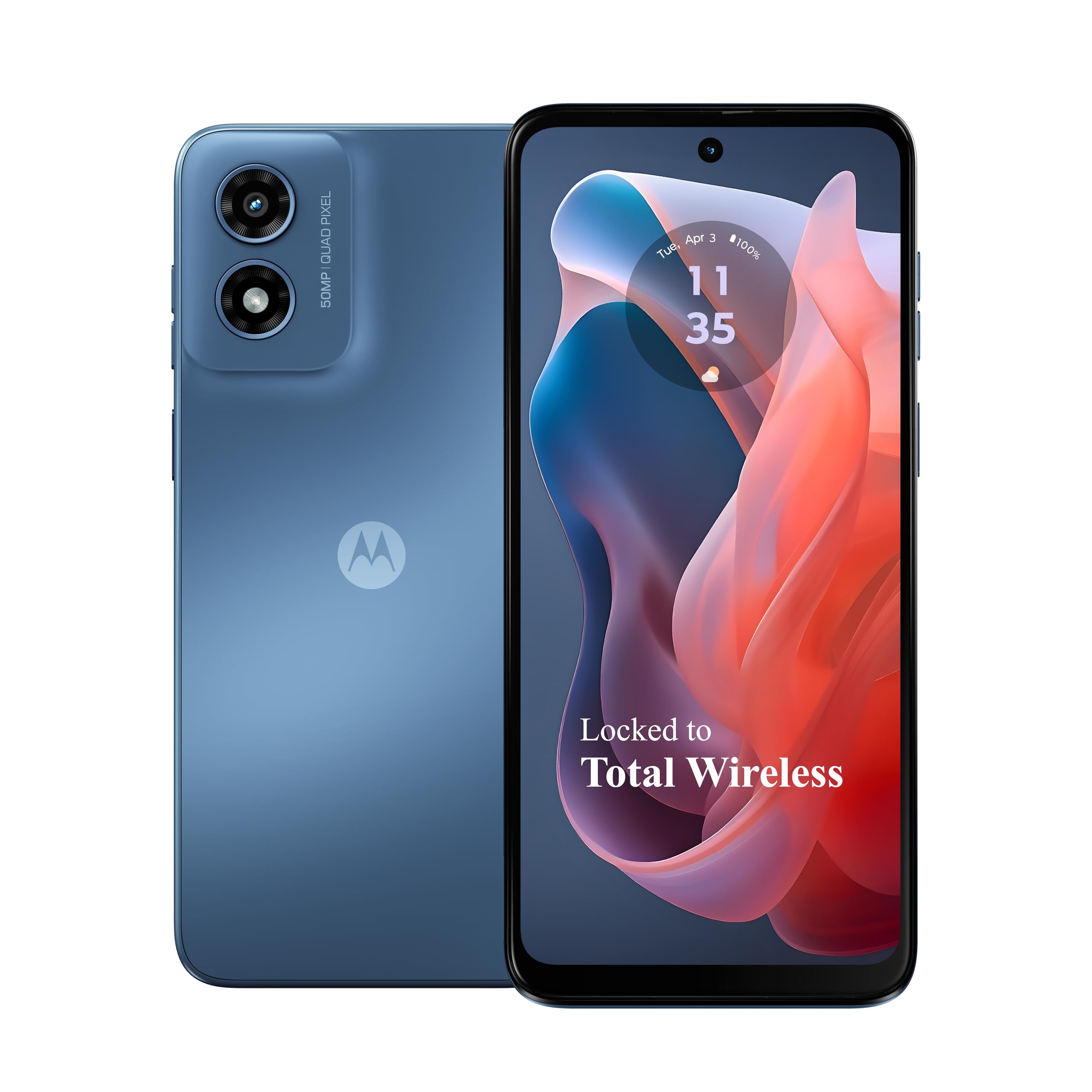 total wireless Motorola Moto g Play 2024, 64GB, Sapphire Blue - Prepaid Smartphone, 6.5" 90Hz HD+ Display, 50MP Camera, Long-Lasting 5000mAh Battery - Locked to