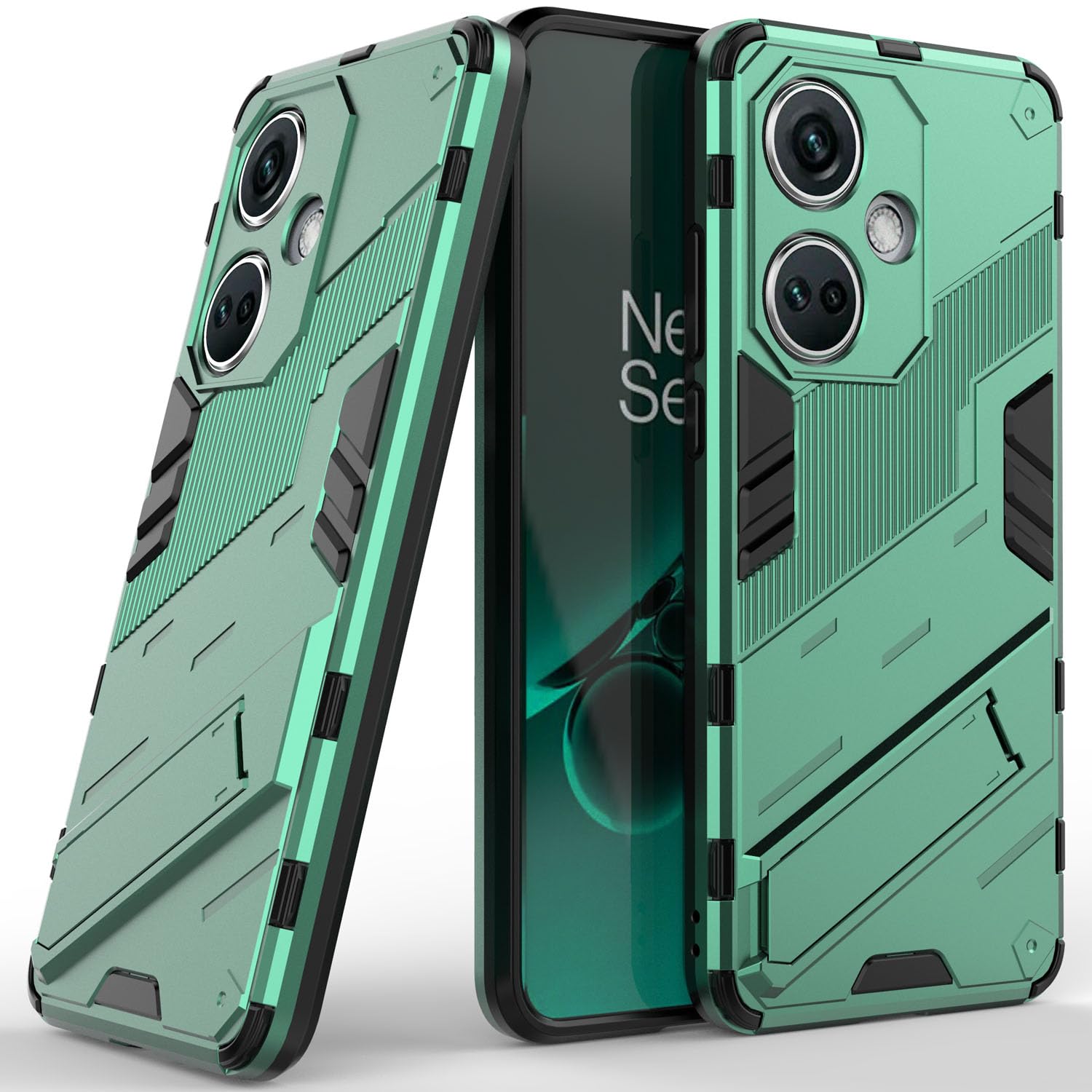 SCIMINPhone Case for Oppo K11, Two-layered Protection Hard Shell Case with Integrated Two-way Kickstand Green