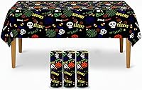 Vista 10 de KatchOn Manteles de Halloween de 54 x 108 pulgadas, paquete de 3 unidades, manteles desechables de plástico para decoraciones de Halloween