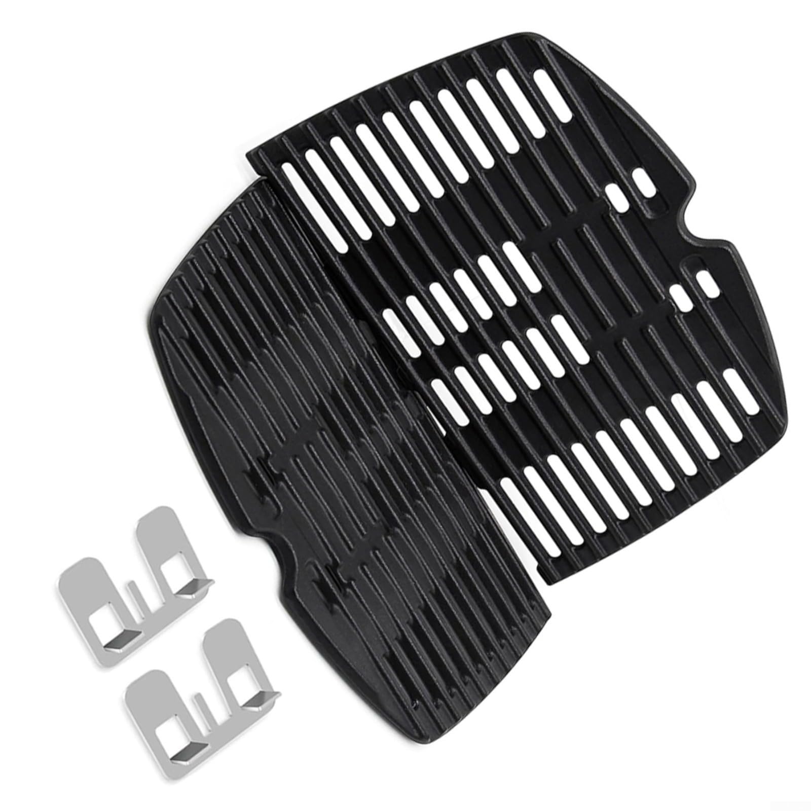 Set di griglie in ghisa per Weber Q100 Q1000 Q1200, 43 x 32 cm, griglie antiaderenti nere per cucinare all'aperto, confezione da 2