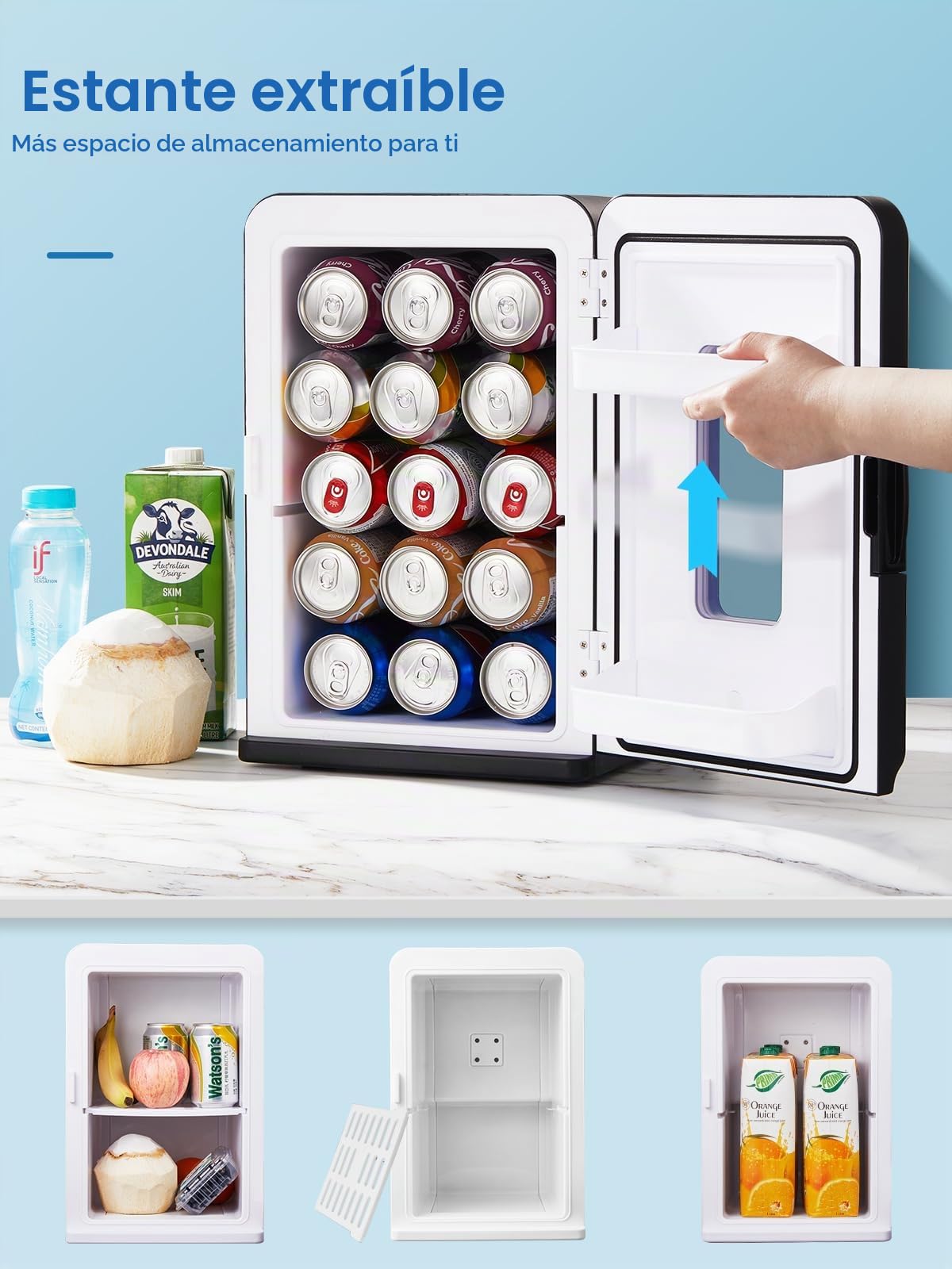 NORTHCLAN Mini Frigorífico para Habitación 15L/21 Latas, Refrigerador Eléctrico con Modo Silencioso ECO para Dormitorio/Coche