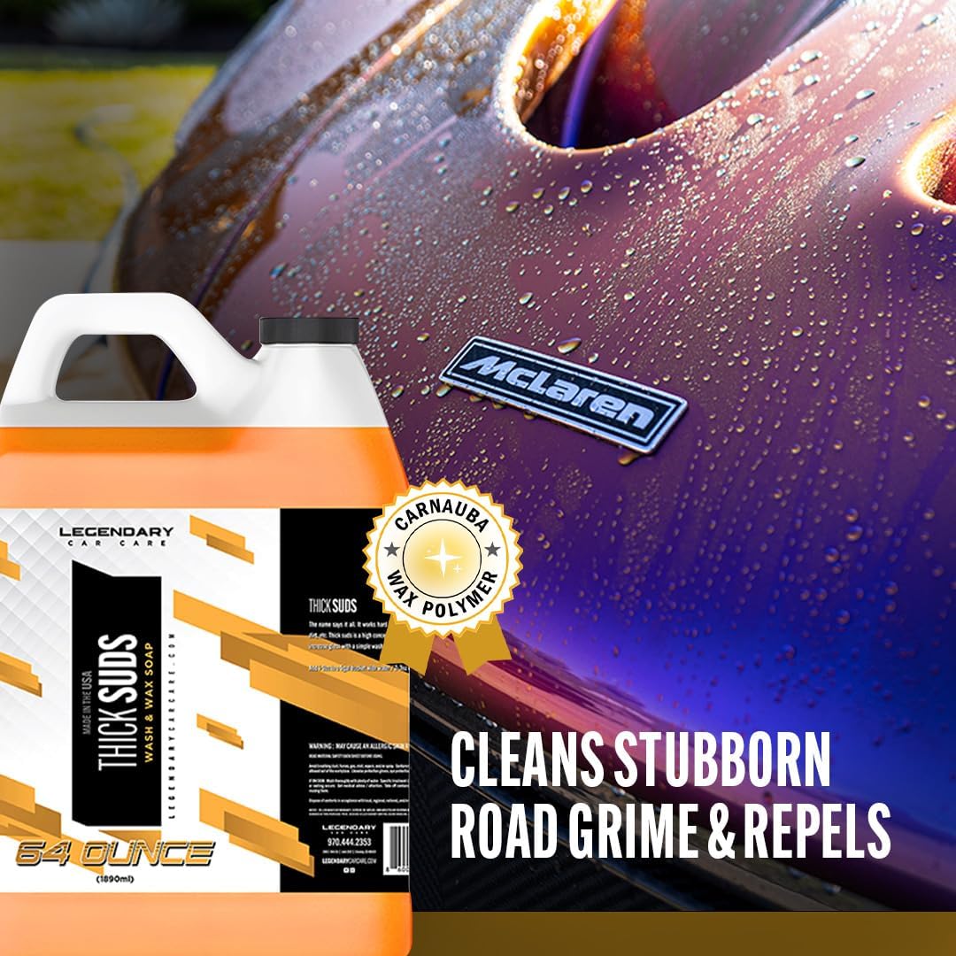 Legendary Thick Suds Wash & Wax 64oz (Half Gallon) - Foaming Car Wash Soap with Carnauba Wax - PH Neutral Foam Cannon Soap for Added Shine & Water Beading - Image 2