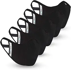 Safe+Mate x Case-Mate – Máscara de tecido – Lavável e Reutilizável – Adulto P/M – Algodão – Com Filtro – Pacote com 5 – Preta