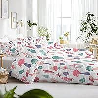 Vista 8 de SOULZZZ Juego de funda de edredón de hongos salvajes morados, tamaño individual, hojas de otoño, juego de ropa de cama de hongos coloridos
