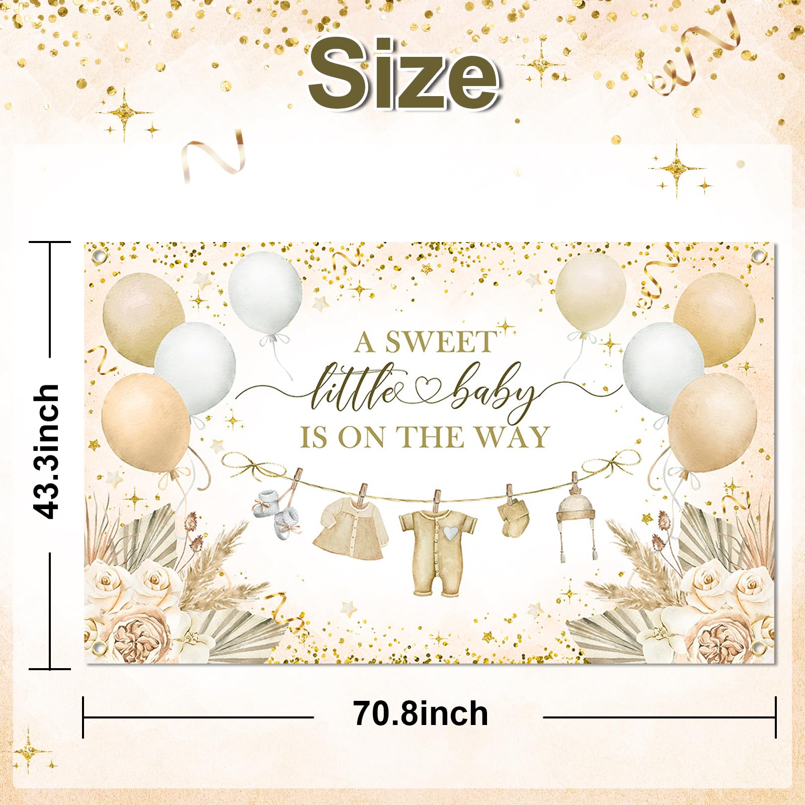 Kreatwow Baby Shower Decorations Oro e Bianco Genere Neutro Forniture