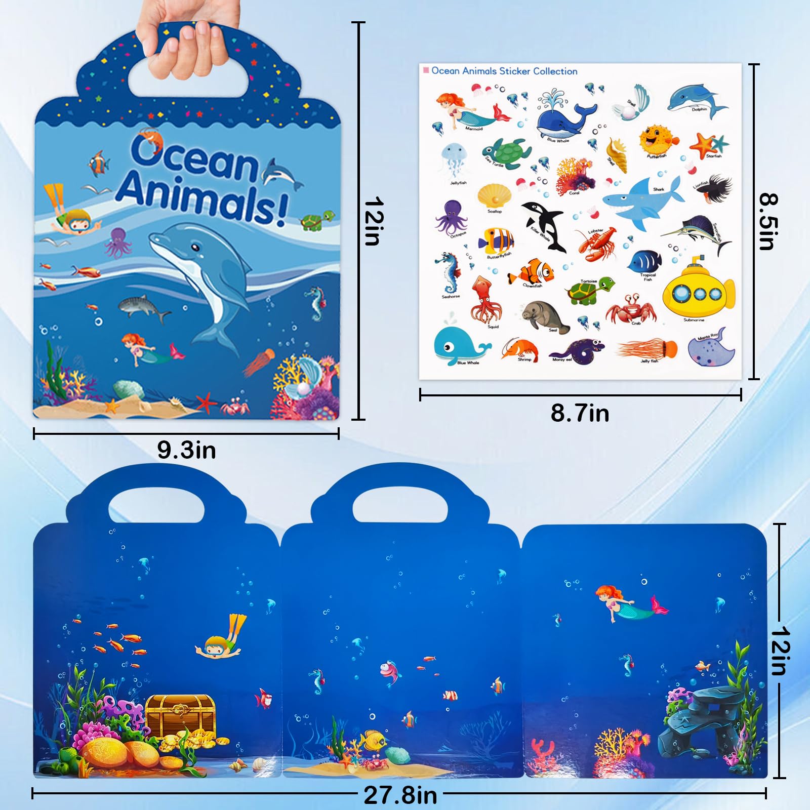 Stickerbuch Für Kinder – 2 Bücher (Weltraum & Meer), Wasserdicht, Wiederverwendbar, Für 3-6 Jahre